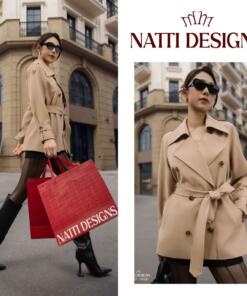 Áo mangto dáng ngắn 𝐍𝐀𝐓𝐓𝐈 𝐃𝐄𝐒𝐈𝐆𝐍𝐒 thiết kế đai đeo chất chéo mỹ cao cấp NMT01